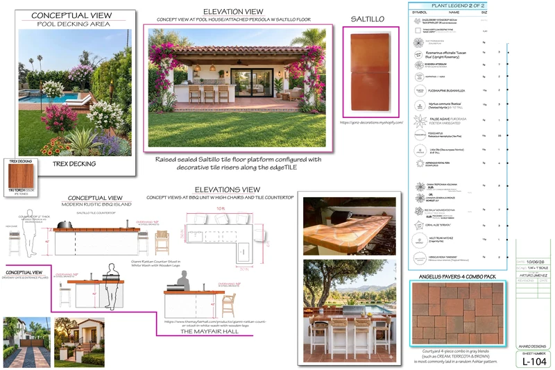 Redacted Spanish Horizon planting plan and plant legend with additional species and quantities, page two of two.